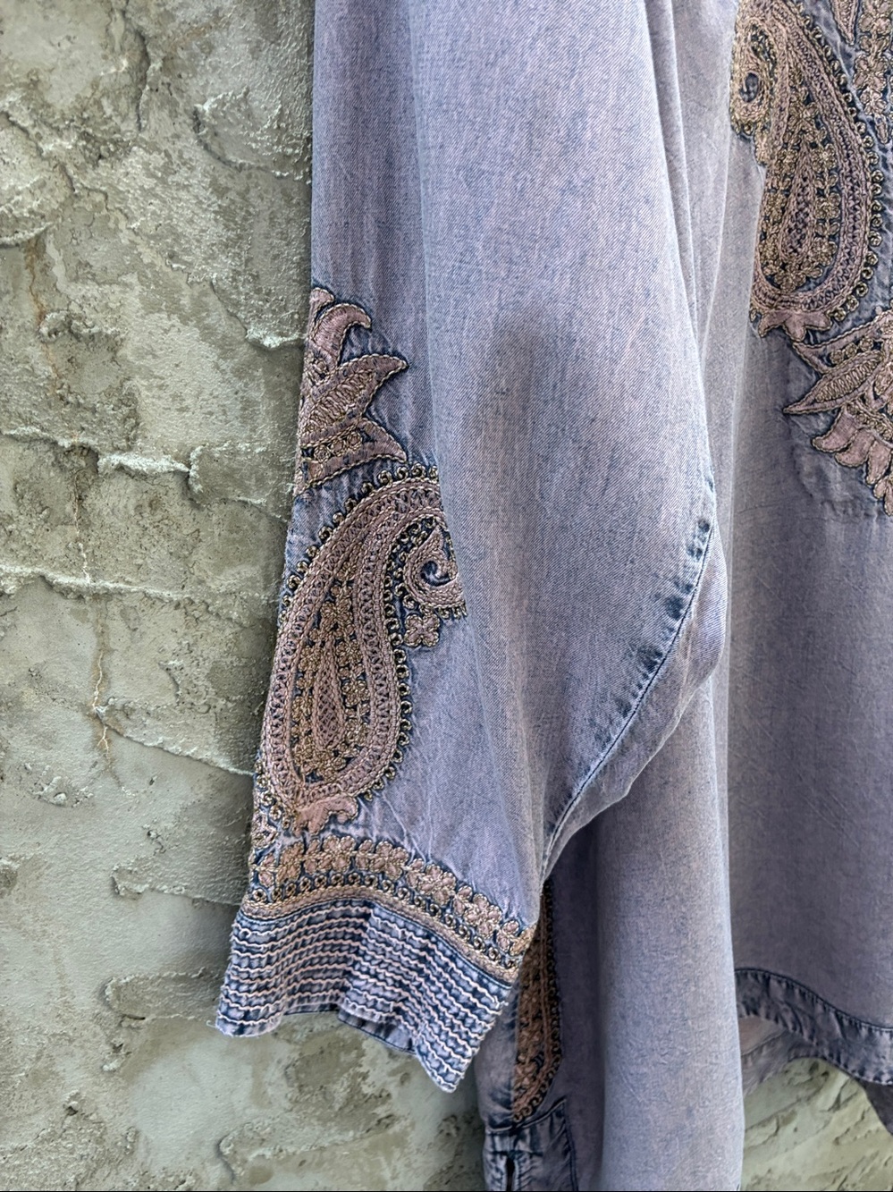Soft Surroundings Embroidered Gray Womens Tunic - Picture 6 of 10
